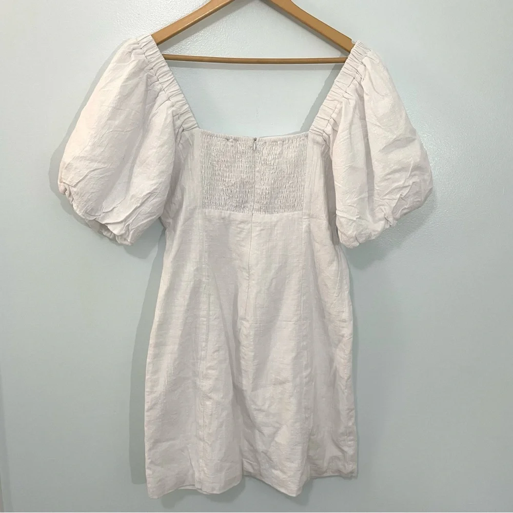 NWT SNDYS X Revolve White Tuscany Cotton Puff Sleeve Mini Dress Smock Boho XL - Picture 7 of 11